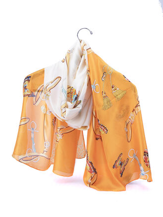 SBeauty dámský šátek s motýlky pásky a třásněmi